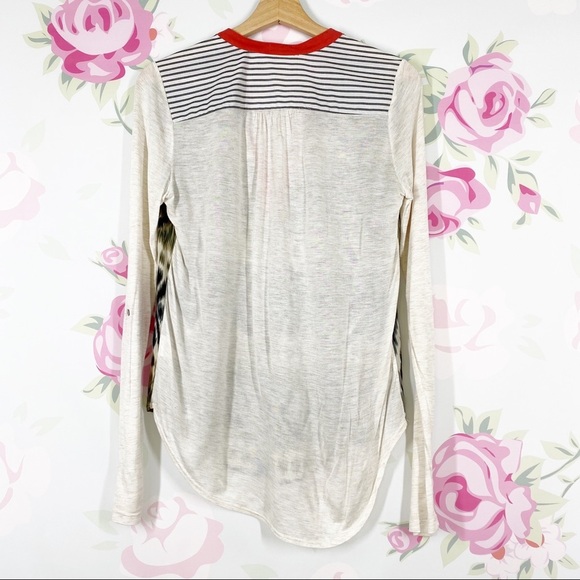 Anthropologie Tiny Aztec Print Boho V Neck Long Sleeve Shirt XS - Picture 5 of 10